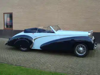 American car restoration and class car restoration of this black & white vintage sports car by Upper Classics